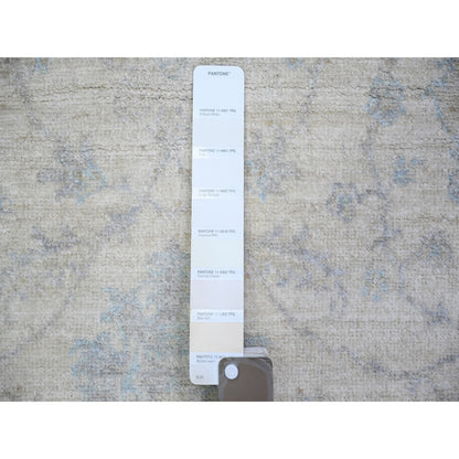 Oushak And Peshawar Wool Hand Knotted Rug Ivory Blue 3.0X4.9 -O073114