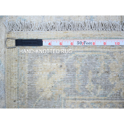 Oushak And Peshawar Wool Hand Knotted Rug Ivory Blue 3.0X4.9 -O073114