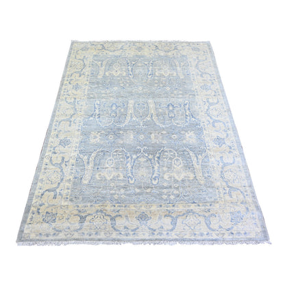 Oushak And Peshawar Wool Hand Knotted Rug Grey Ivory 4.0X5.9 -O073115