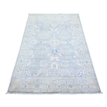 Oushak And Peshawar Wool Hand Knotted Rug Grey Gray 3.10X6.0 -O073117