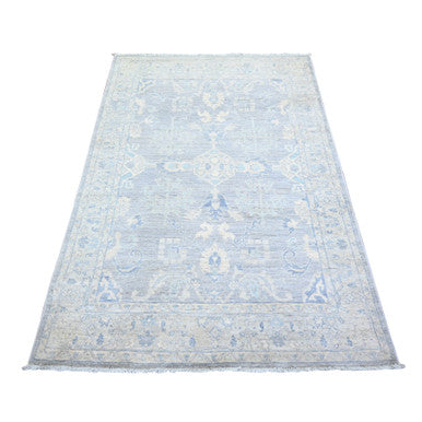 Oushak And Peshawar Wool Hand Knotted Rug Grey Gray 3.10X6.0 -O073117