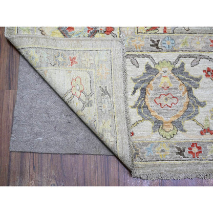 Oushak And Peshawar Wool Hand Knotted Rug Grey Ivory 8.0X9.9 -O073123