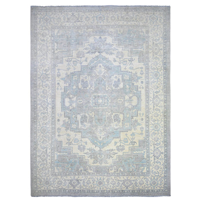 Oushak And Peshawar Wool Hand Knotted Rug Grey Ivory 9.9X13.5 -O073128