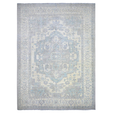 Oushak And Peshawar Wool Hand Knotted Rug Grey Ivory 9.9X13.5 -O073128