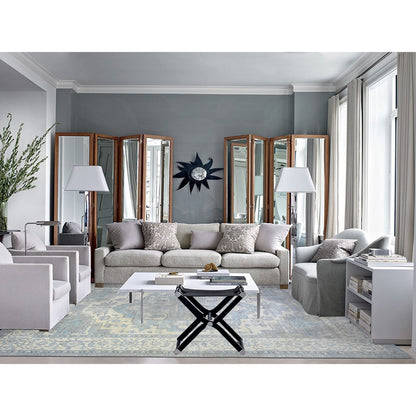 Oushak And Peshawar Wool Hand Knotted Rug Grey Ivory 9.9X13.5 -O073128