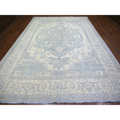 Oushak And Peshawar Wool Hand Knotted Rug Grey Ivory 9.9X13.5 -O073128