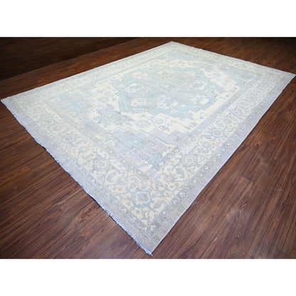 Oushak And Peshawar Wool Hand Knotted Rug Grey Ivory 9.9X13.5 -O073128