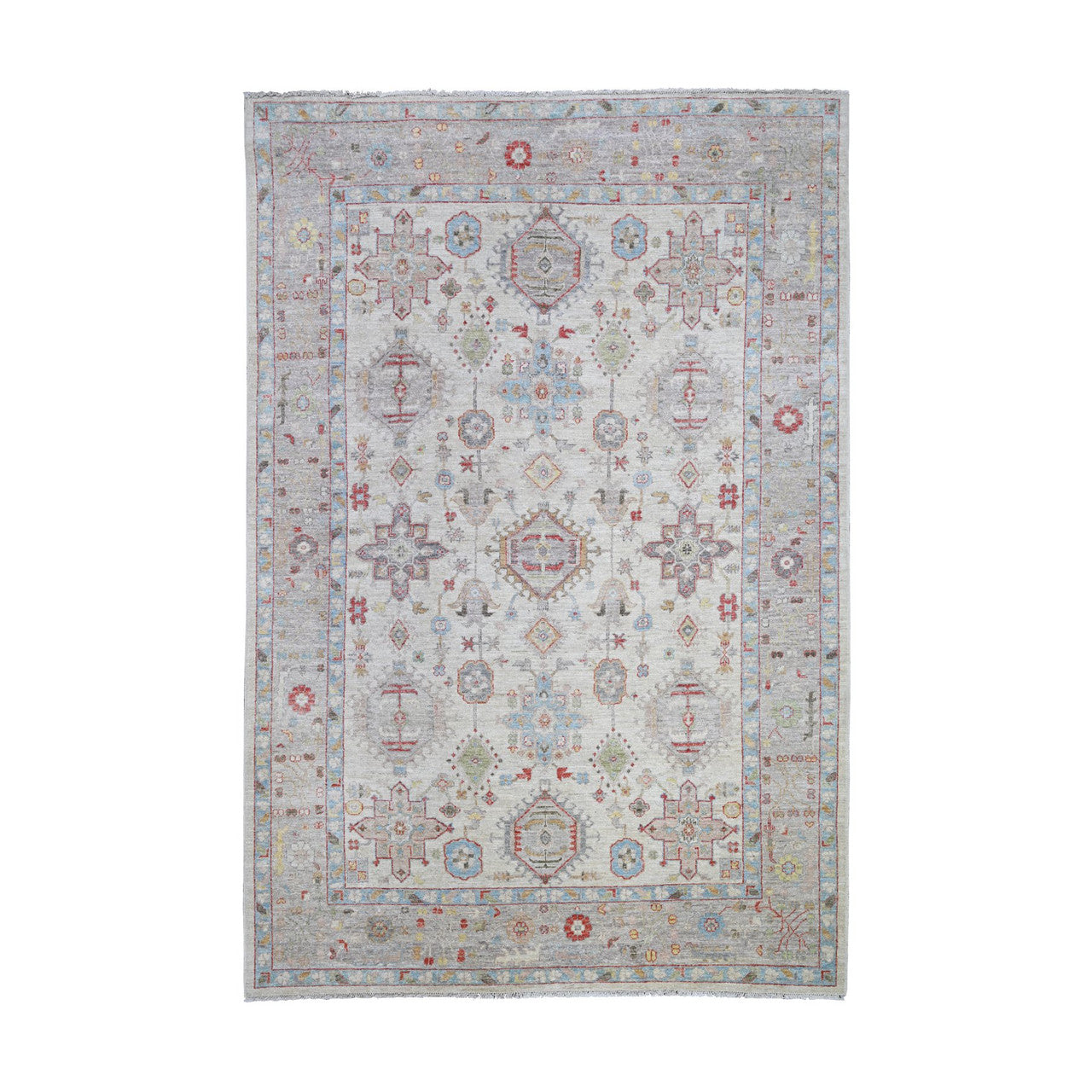 Beige 6'0" x 9'0" Oushak And Peshawar Hand knotted Wool Rug - Sku: O073143