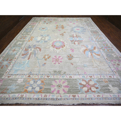 Oushak And Peshawar Wool Hand Knotted Rug Grey Green 11.10X15.5 -O073147