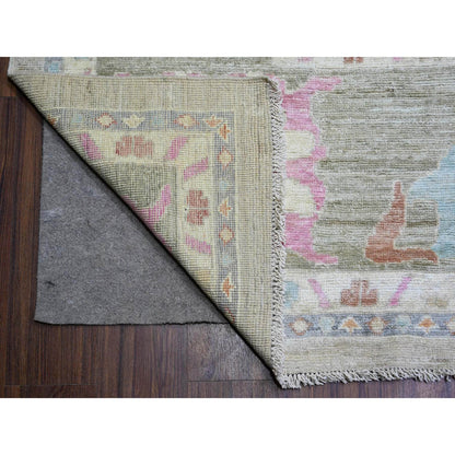 Oushak And Peshawar Wool Hand Knotted Rug Grey Green 11.10X15.5 -O073147