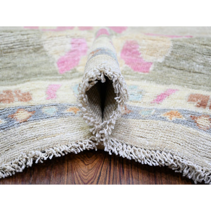 Oushak And Peshawar Wool Hand Knotted Rug Grey Green 11.10X15.5 -O073147
