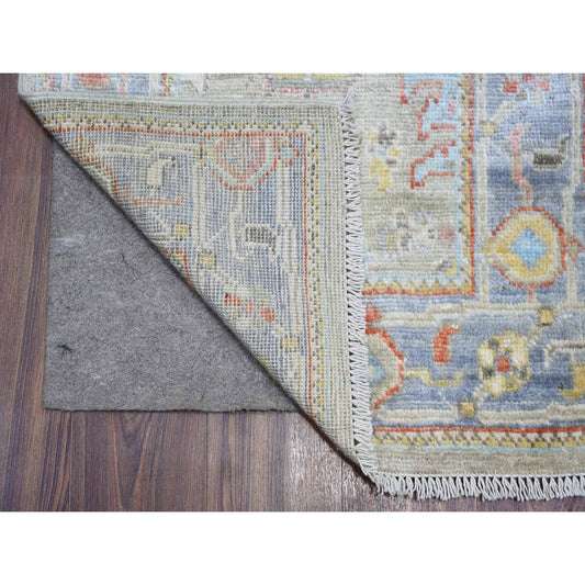 Oushak And Peshawar Wool Hand Knotted Rug Grey Blue 2.4X19.8 -O073175