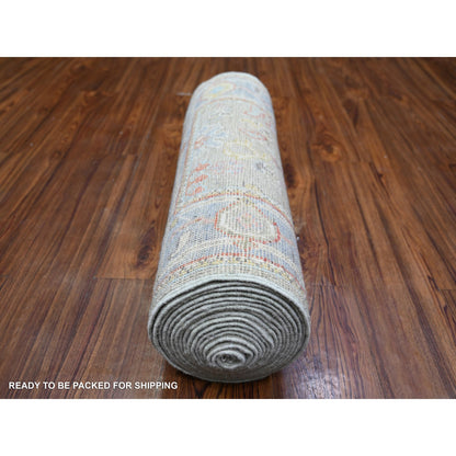 Oushak And Peshawar Wool Hand Knotted Rug Grey Blue 2.4X19.8 -O073175