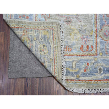 Oushak And Peshawar Wool Hand Knotted Rug Grey Blue 2.6X19.8 -O073179
