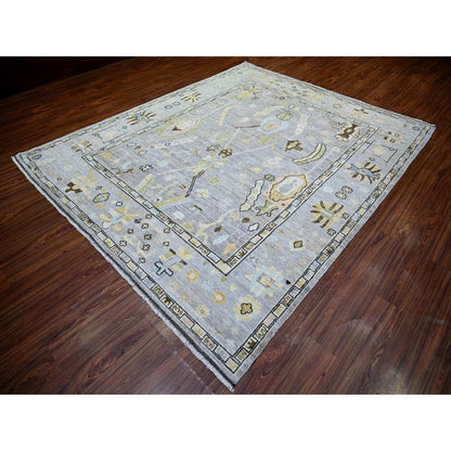 Oushak And Peshawar Wool Hand Knotted Rug Grey Gray 8.1X9.9 -O073184