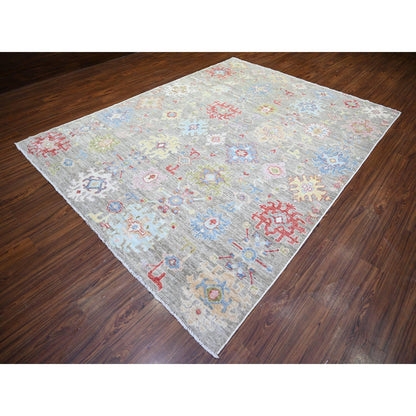 Oushak And Peshawar Wool Hand Knotted Rug Brown Gray 8.1X10.8 -O073188