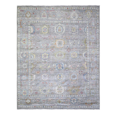Oushak And Peshawar Wool Hand Knotted Rug Grey Gray 7.9X10.0 -O073191