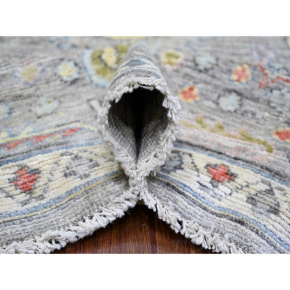 Oushak And Peshawar Wool Hand Knotted Rug Grey Gray 7.9X10.0 -O073191
