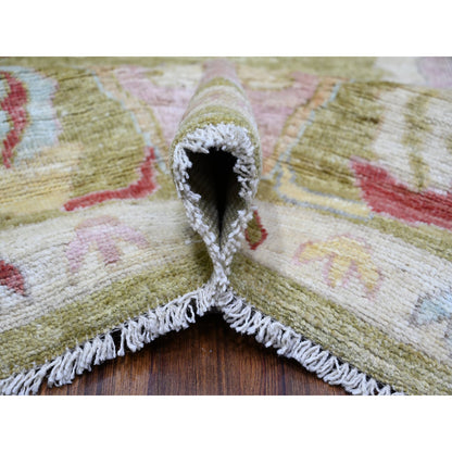 Oushak And Peshawar Wool Hand Knotted Rug Green Green 9.3X11.10 -O073195