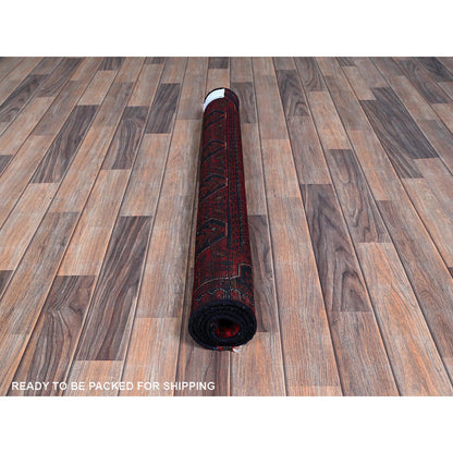Tribal & Geometric Wool Hand Knotted Rug Red 3.5x4.9 -O0731