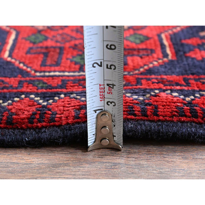 Tribal & Geometric Wool Hand Knotted Rug Red 3.5x4.9 -O0731