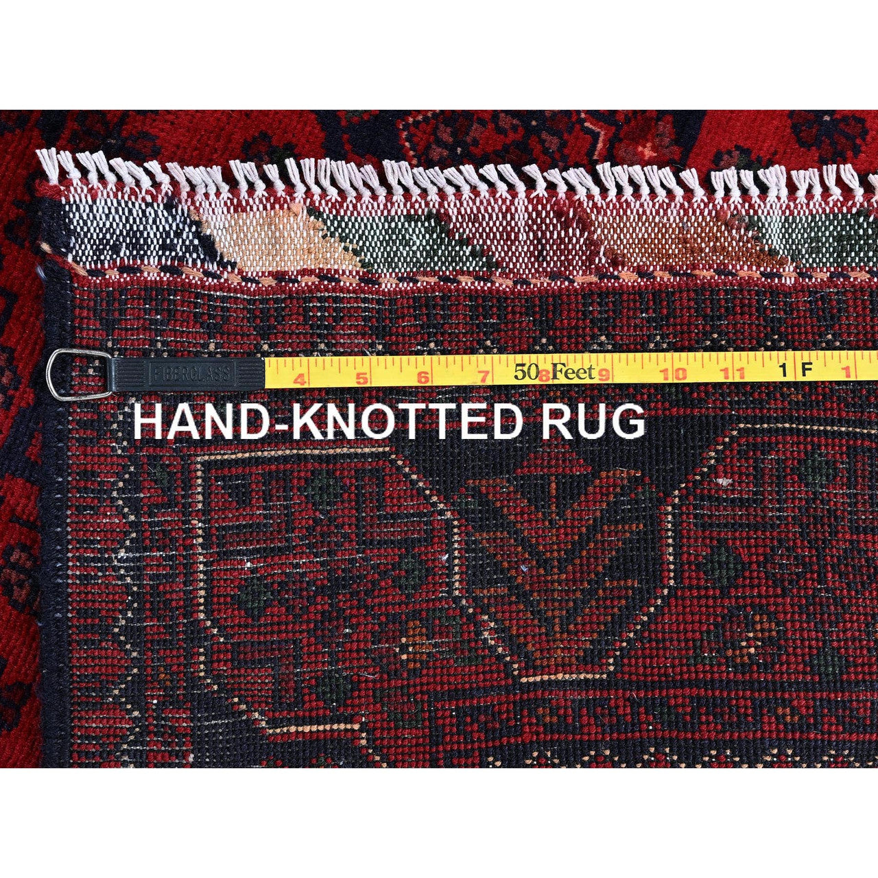 Red 3'5" x 4'9" Tribal & Geometric Hand knotted Wool Rug - Sku: O0731