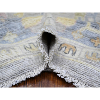 Oushak And Peshawar Wool Hand Knotted Rug Grey Light Blue 9.9X9.9 -O073214