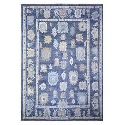 Oushak And Peshawar Wool Hand Knotted Rug Blue Blue 9.9X14.2 -O073241