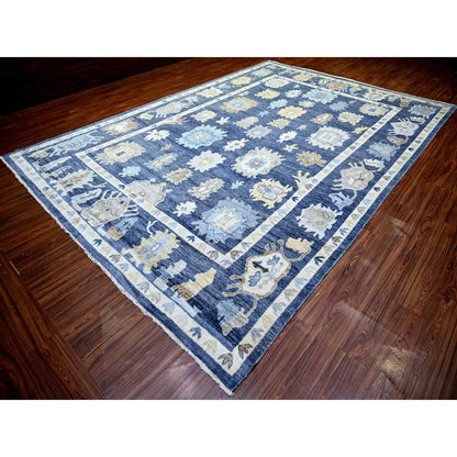Oushak And Peshawar Wool Hand Knotted Rug Blue Blue 9.9X14.2 -O073241