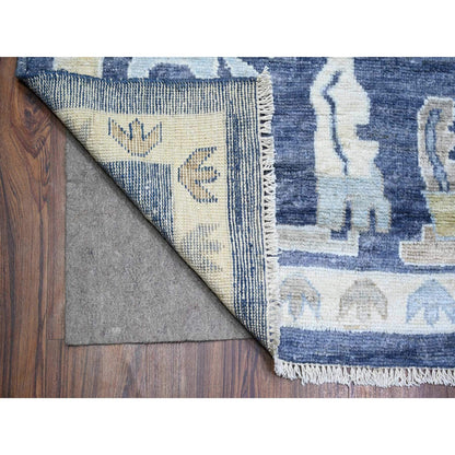 Oushak And Peshawar Wool Hand Knotted Rug Blue Blue 9.9X14.2 -O073241