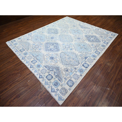 Tribal & Geometric Wool Hand Knotted Rug Ivory Ivory 8.0X9.7 -O073263