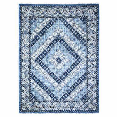 Tribal & Geometric Wool Hand Knotted Rug Blue Blue 8.9X11.9 -O073264