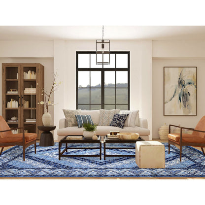 Tribal & Geometric Wool Hand Knotted Rug Blue Blue 8.9X11.9 -O073264