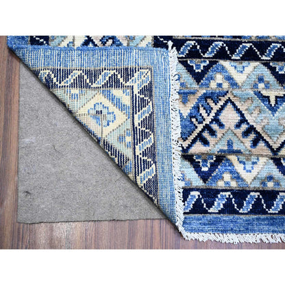Tribal & Geometric Wool Hand Knotted Rug Blue Blue 8.9X11.9 -O073264