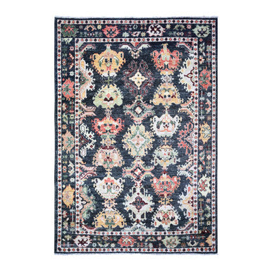 Oushak And Peshawar Wool Hand Knotted Rug Black Black 6.7X9.5 -O073272