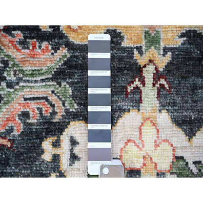 Oushak And Peshawar Wool Hand Knotted Rug Black Black 6.7X9.5 -O073272
