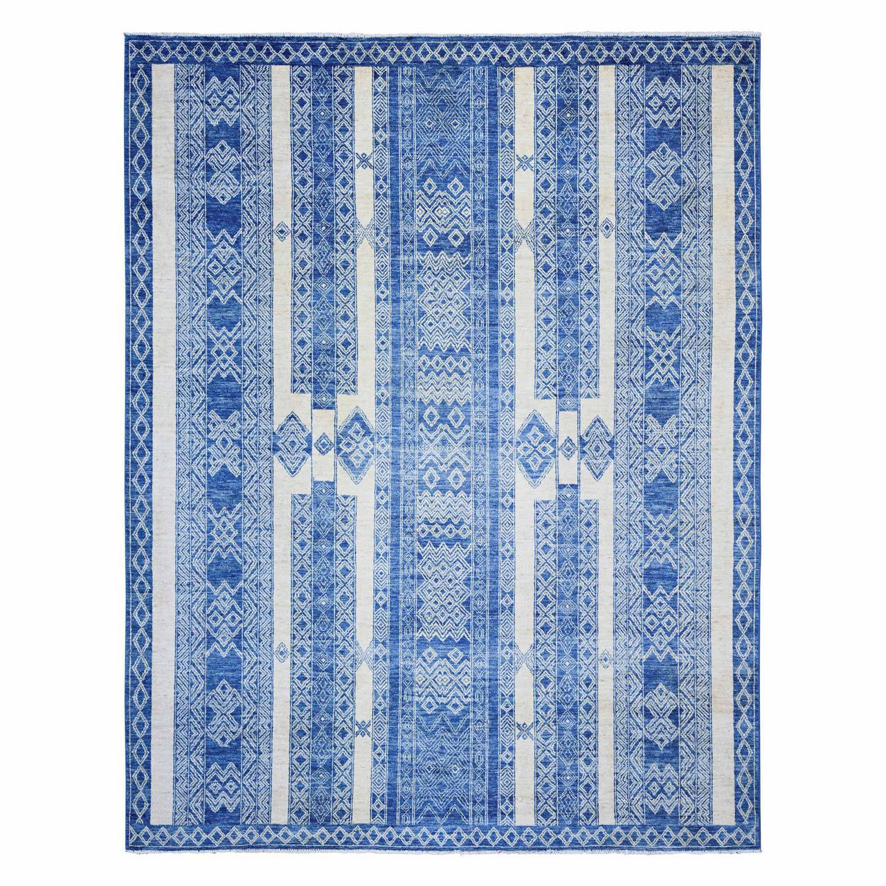 Blue 8'1" x 9'9" Oushak And Peshawar Hand knotted Wool Rug - Sku: O073274