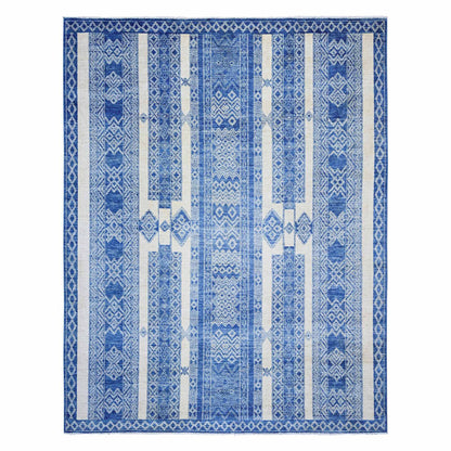 Oushak And Peshawar Wool Hand Knotted Rug Blue No Border 8.1X9.9 -O073274