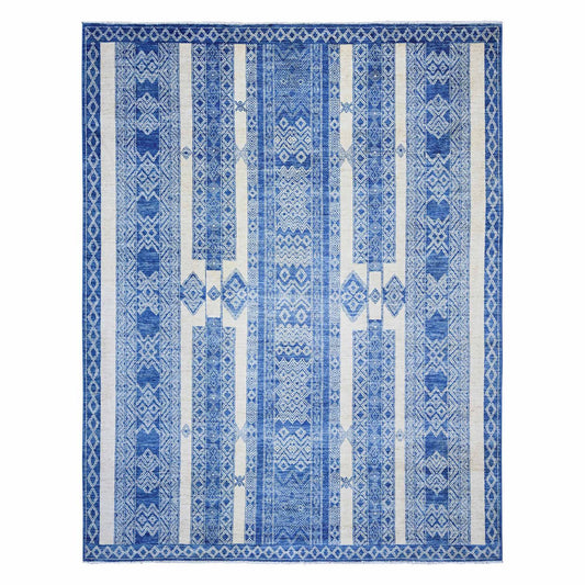 Oushak And Peshawar Wool Hand Knotted Rug Blue No Border 8.1X9.9 -O073274