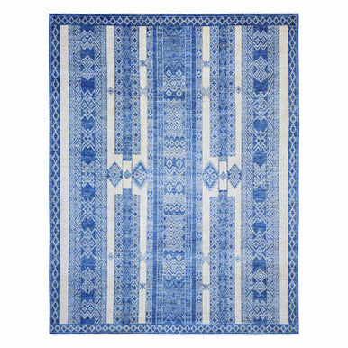 Oushak And Peshawar Wool Hand Knotted Rug Blue No Border 8.1X9.9 -O073274