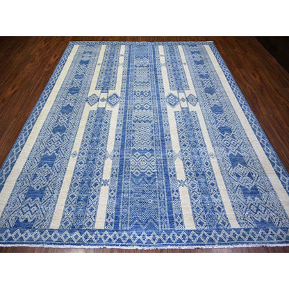 Oushak And Peshawar Wool Hand Knotted Rug Blue No Border 8.1X9.9 -O073274