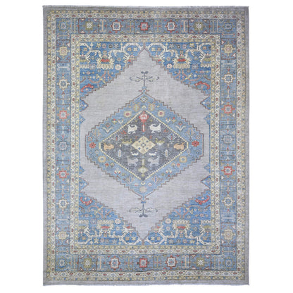 Oushak And Peshawar Wool Hand Knotted Rug Grey Blue 10.1X13.0 -O073275