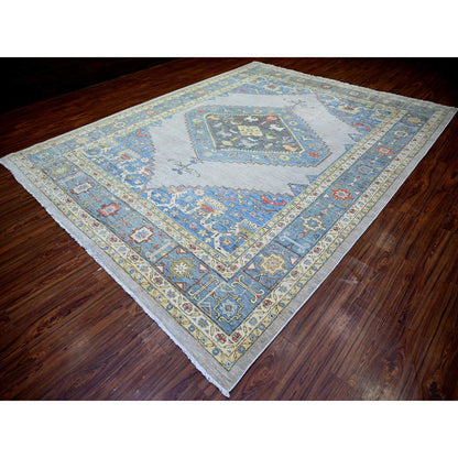 Oushak And Peshawar Wool Hand Knotted Rug Grey Blue 10.1X13.0 -O073275