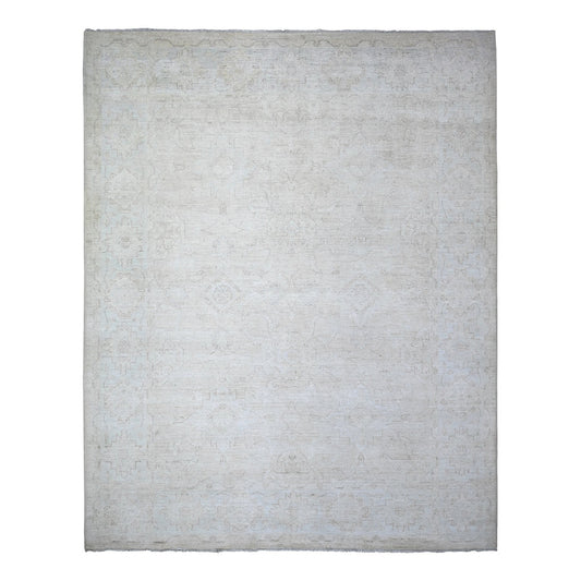 Oushak And Peshawar Wool Hand Knotted Rug Ivory Ivory 8.0X9.8 -O073278