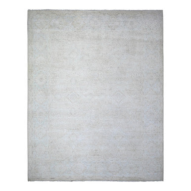 Oushak And Peshawar Wool Hand Knotted Rug Ivory Ivory 8.0X9.8 -O073278