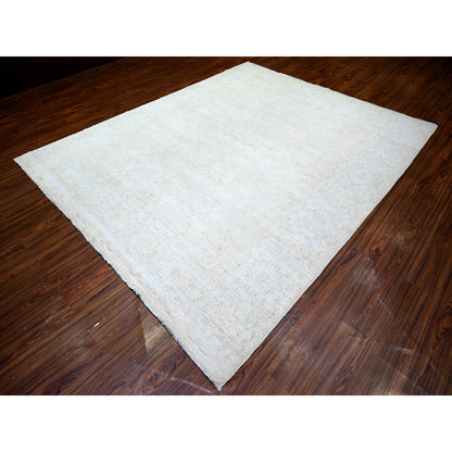 Oushak And Peshawar Wool Hand Knotted Rug Ivory Ivory 8.0X9.8 -O073278