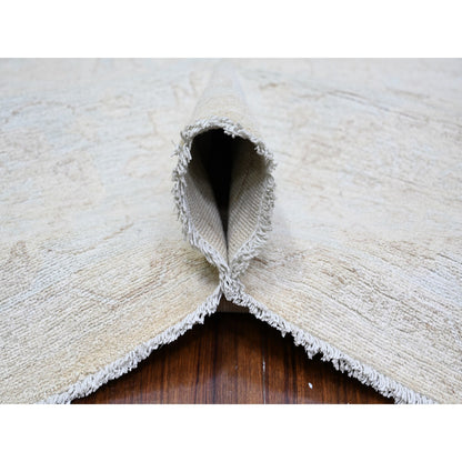 Oushak And Peshawar Wool Hand Knotted Rug Ivory Ivory 8.0X9.8 -O073278