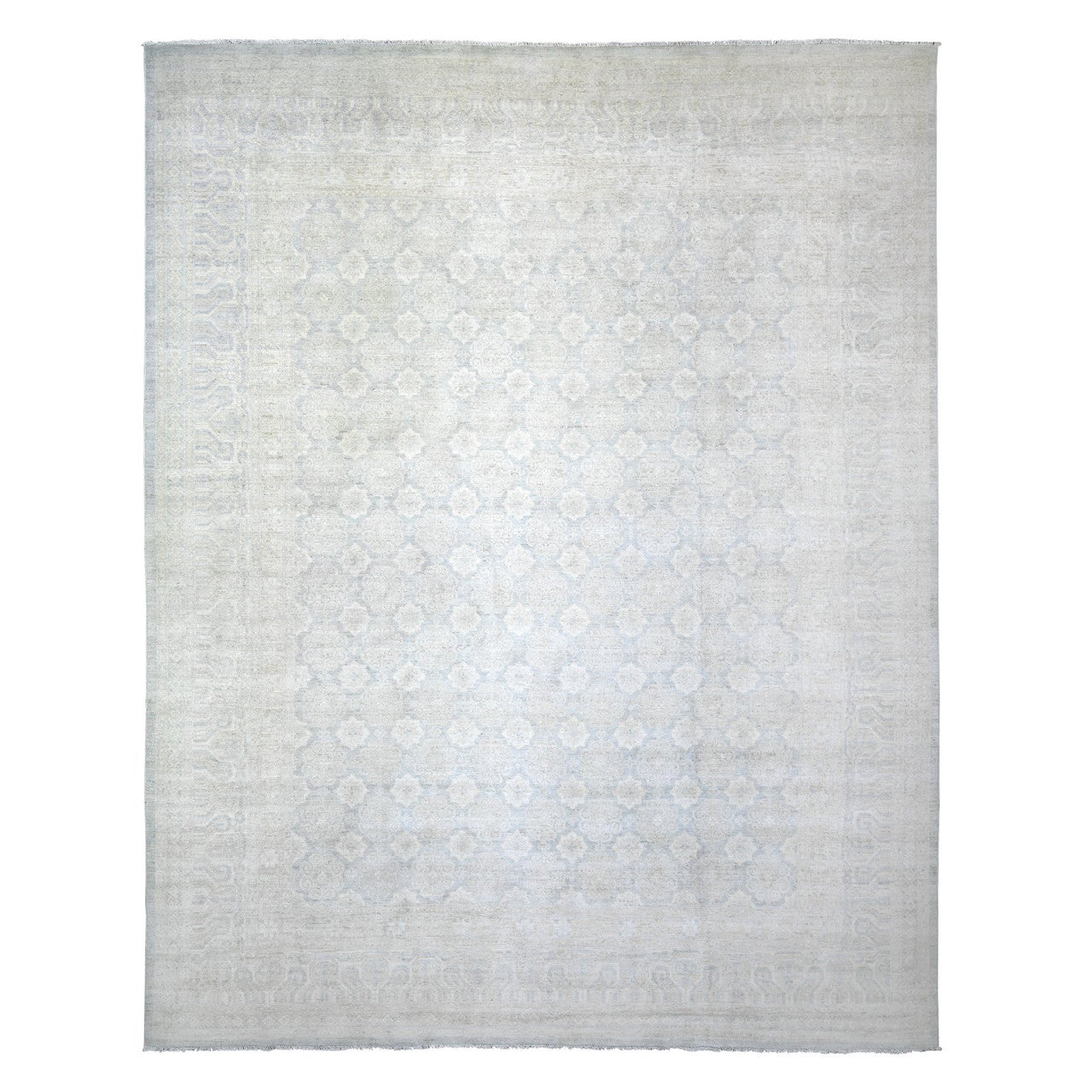 Gray 11'9" x 14'3" Oushak And Peshawar Hand knotted Wool Rug - Sku: O073280