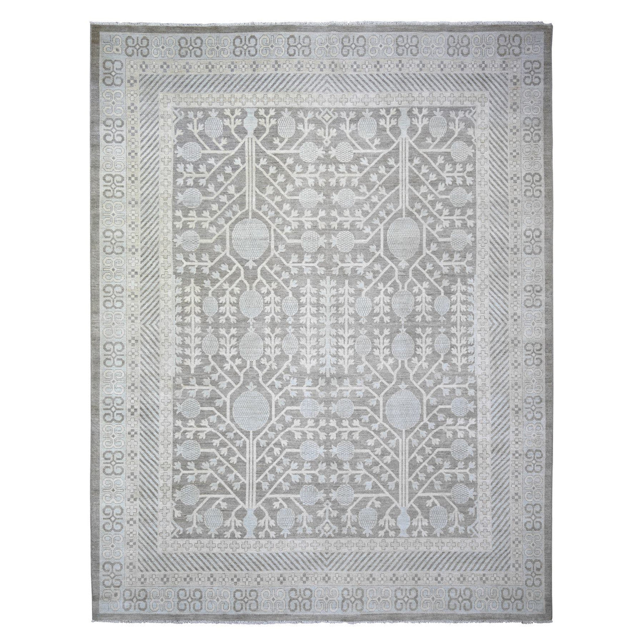 Gray 11'2" x 14'3" Khotan and Samarkand Hand knotted Wool Rug - Sku: O073281