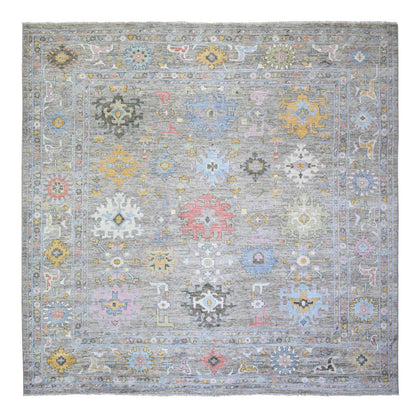 Oushak And Peshawar Wool Hand Knotted Rug Grey Gray 11.9X12.0 -O073285